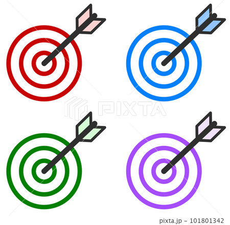 矢が的の中心に当たり大当たりしたイラスト 101801342