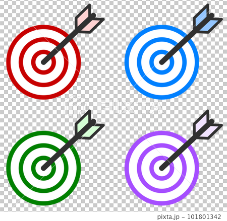 矢が的の中心に当たり大当たりしたイラスト 101801342