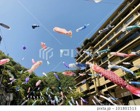 空高く飛んでいく鯉のぼり 101801513
