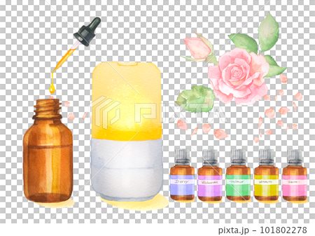 アロマオイルとバラの香りの水彩イラスト 101802278