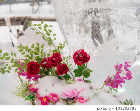 氷の彫刻に飾られた花 氷の彫刻に飾られた花 101802785