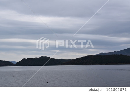 春の朝の水月湖　福井 101803871