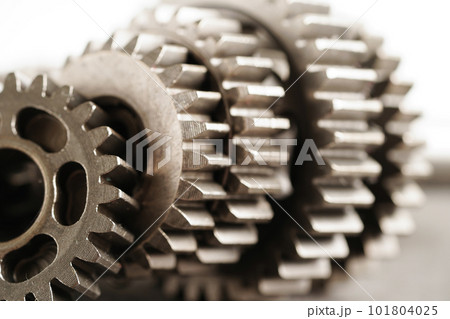Metal gear wheel engine car and bike, mechanic industry concept. 101804025