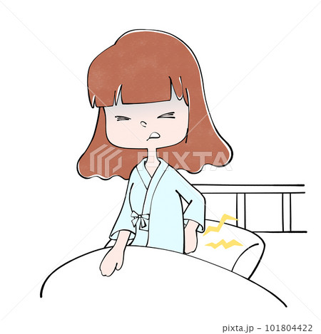 入院　腰痛　女性のイラスト 101804422
