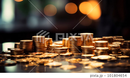 積み上げられた金貨のビジネスイメージ「AI生成画像」 積み上げられた金貨のビジネスイメージ「AI生成画像」 101804654