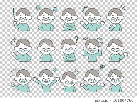 高級男性面部表情和姿勢的插圖集 101804760