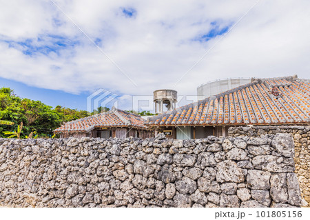 沖縄県　竹富島の町並み 101805156