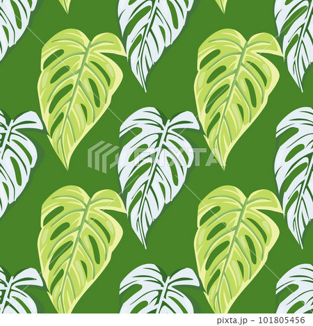 Jungle leaf seamless pattern. Exotic botanical texture. Floral background. Decorative tropical palm leaves wallpaper. 101805456