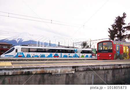 富士山麓電気鉄道（富士急行線）河口湖駅の風景（夕暮れ時） 101805873