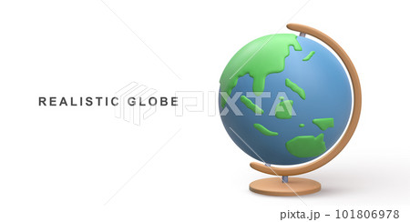 3D realistic globe on white background. Vector illustration. 101806978