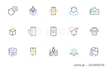 Augmented reality line icons. VR simulation,...のイラスト素材 [101809249] - PIXTA