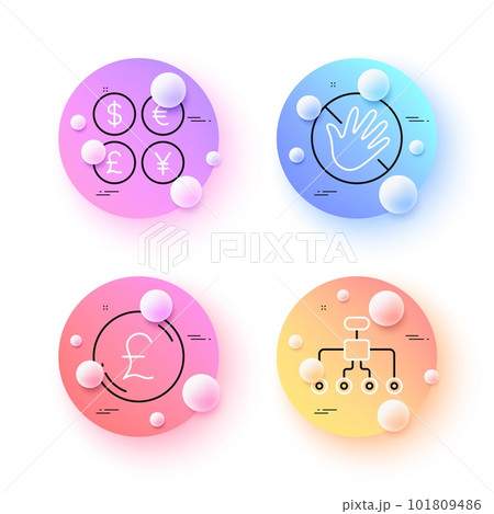 Restructuring, Do not touch and Money currency minimal line icons. 3d spheres or balls buttons. Pound money icons. For web, application, printing. Delegate, Not allowed, Currency exchange. Vector Restructuring, Do not touch and Money currency minimal line icons. 3d spheres or balls buttons. Pound money icons. For web, application, printing. Delegate, Not allowed, Currency exchange. Vector 101809486