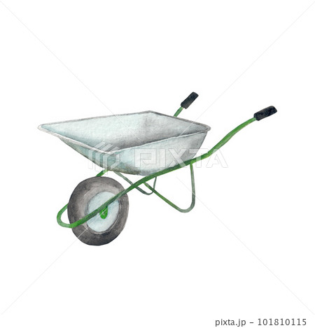 Garden cart. Watercolor illustration. Clipart. Watercolor illustration Garden cart. Watercolor illustration. Clipart. Watercolor illustration 101810115