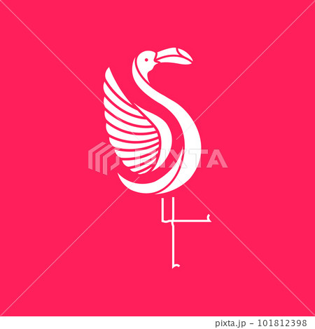 animal bird beauty geometric flamingo modern wings simple minimalist logo design vector 101812398