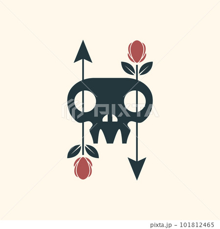 skull cranium brain pan rose flowers retro clean simple logo design vector skull cranium brain pan rose flowers retro clean simple logo design vector 101812465