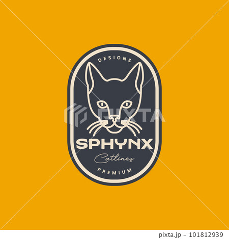 head cat pets sphynx kitten line minimal vintage sticker logo design vector 101812939