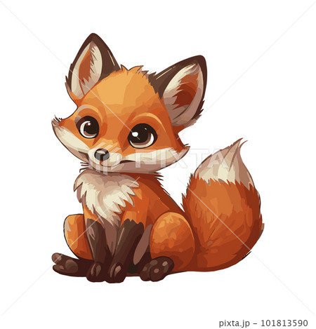 Realistic cartoon fox isolated on white background - Vector Realistic cartoon fox isolated on white background - Vector 101813590