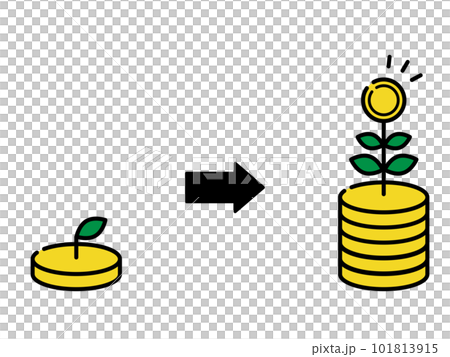 Image of growing money through investment, before and after Image of growing money through investment, before and after 101813915