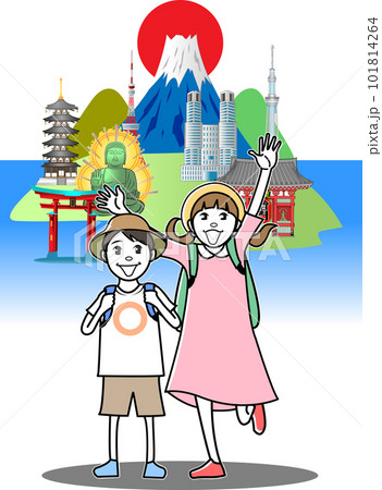 日本旅行を楽しむ小学生の兄弟 101814264
