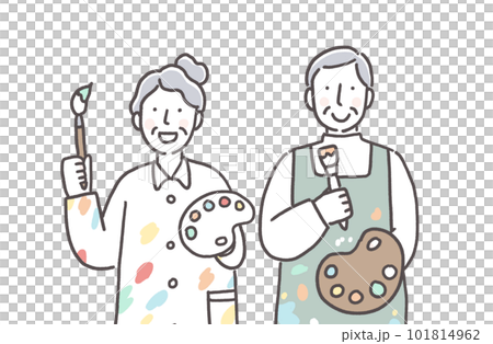 Senior couple drawing a picture Senior couple drawing a picture 101814962