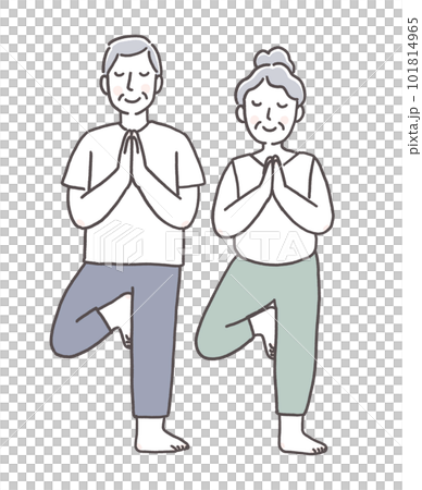 ヨガを楽しむシニア夫婦 101814965