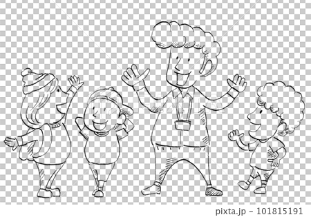 外國母語英語會話老師和孩子們享受英語會話的插圖(無文字,畫線) 外國母語英語會話老師和孩子們享受英語會話的插圖(無文字,畫線) 101815191