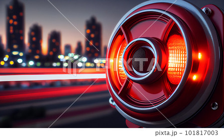 Warning red light on street 101817003