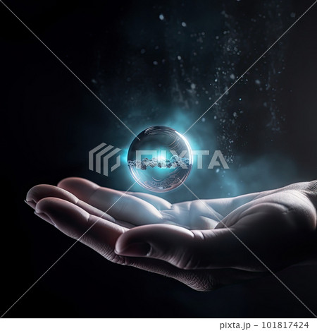 Light in the human hands in the dark Light in the human hands in the dark 101817424
