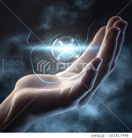 Light in the human hands in the dark 101817446