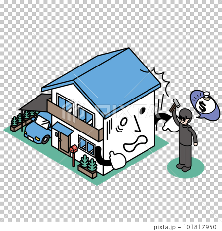 被搶劫損壞的獨立式住宅的等軸圖 被搶劫損壞的獨立式住宅的等軸圖 101817950