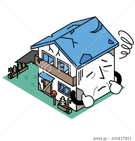 空き家のまま放置された一軒家のアイソメイラスト 101817951
