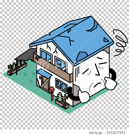 空き家のまま放置された一軒家のアイソメイラスト 101817951