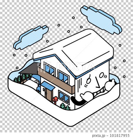 Isometric illustration of a house suffering from snow damage Isometric illustration of a house suffering from snow damage 101817955