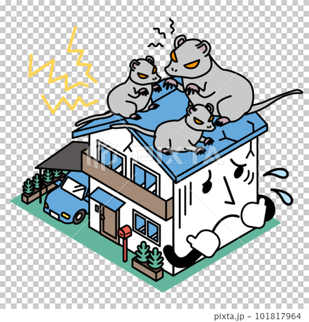 被害蟲老鼠損壞的房子的等軸圖 被害蟲老鼠損壞的房子的等軸圖 101817964