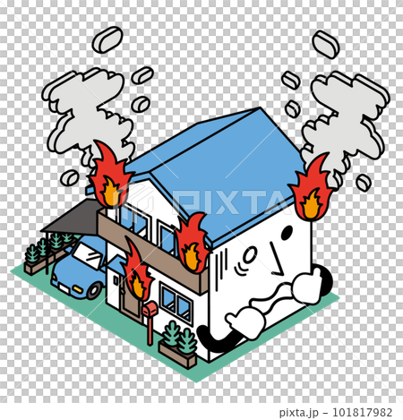 房子著火的等軸圖 101817982