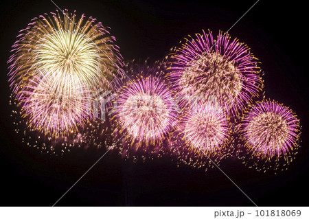 Amazing fireworks show in the dark sky 101818069