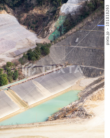 ダム工事現場の風景・大分県・ななせダム 101818263