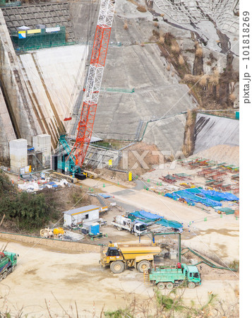 ダム工事現場の風景・大分県・ななせダム ダム工事現場の風景・大分県・ななせダム 101818269