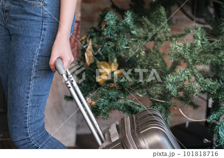 woman guest at the reception of  hotel checking in. 101818716