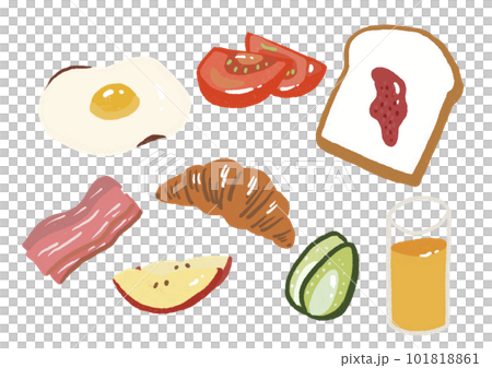 朝ごはんの可愛い手描きイラスト 101818861