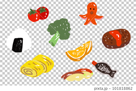 便當配菜的可愛手繪插畫 便當配菜的可愛手繪插畫 101818862