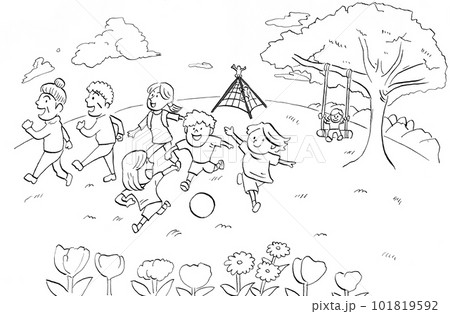 Children Playing Park Stock Vector by ©yusufdemirci 318429944