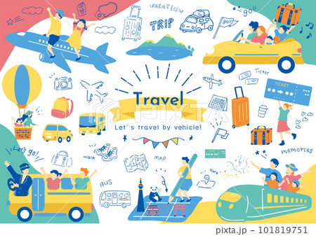 乗り物で旅行を楽しむ人達 101819751