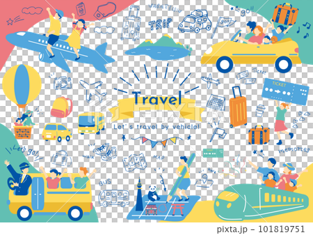 乗り物で旅行を楽しむ人達 101819751