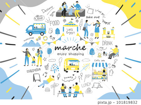 マルシェ 休日のマーケットで楽しむ人々 マルシェ 休日のマーケットで楽しむ人々 101819832