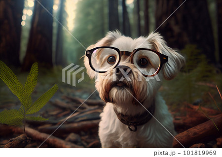 camping in forest with a dog camping in forest with a dog 101819969