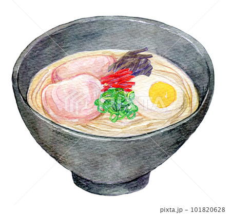 とんこつラーメン　水彩イラスト　　　　　　　　　　　　　　　　　　　　　水彩イラスト　手描きイラスト 101820628
