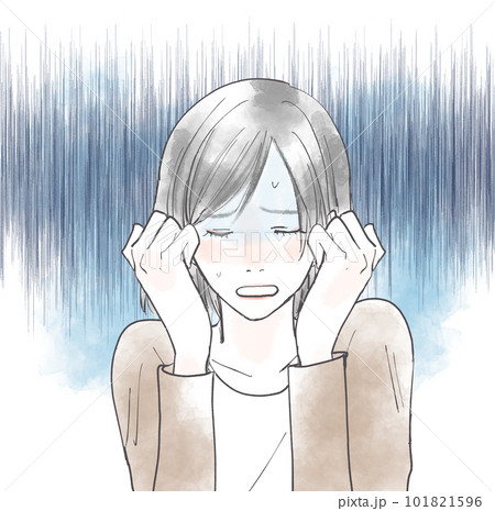 落ち込んで頭を抱える女性 落ち込んで頭を抱える女性 101821596