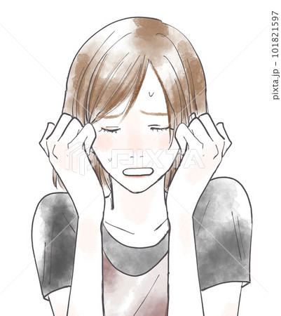 悩みに頭を抱える女性 101821597