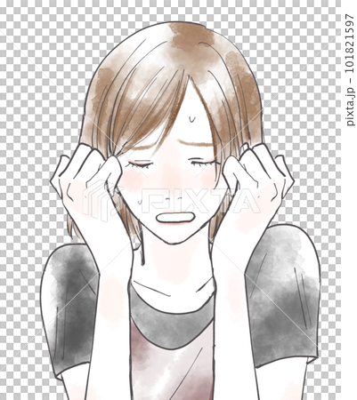 悩みに頭を抱える女性 101821597